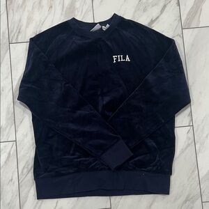 FILA Velvet Dark Blue Crewneck Sweatshirt